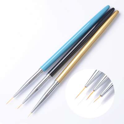 Metal 3pcs nail liner brush nail drawing brush artist nail art brush